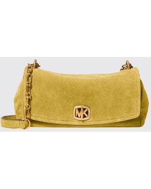Michael Kors Bryant Suede Shoulder Bag With Chain Handle - Yellow