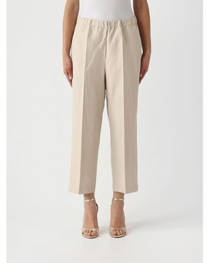 Liviana Conti Linen Blend Cropped Trousers - Natural