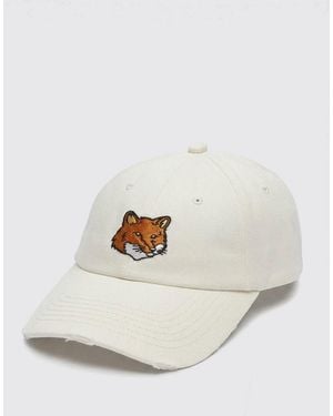 Maison Kitsuné Maison KitsunÉ Fox Head Twill Cotton Hat With Embroidered Logo - White