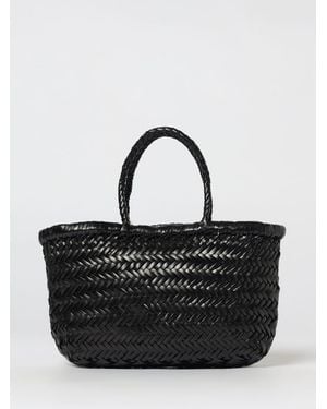 Dragon Diffusion Mini Flat Gora Woven Leather Bag - Black
