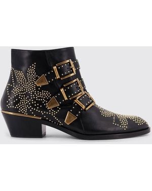 Chloé Susan Studded Leather Ankle Boots - Black