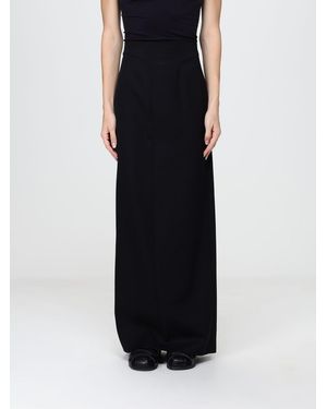 Maison Margiela High-Waisted Wool Wide-Leg Trousers With Four Stitches - Black