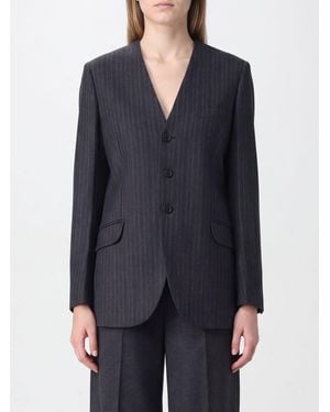 Jil Sander Blazer De Botonadura Sencilla De Lana Con Raya Diplomática En - Azul