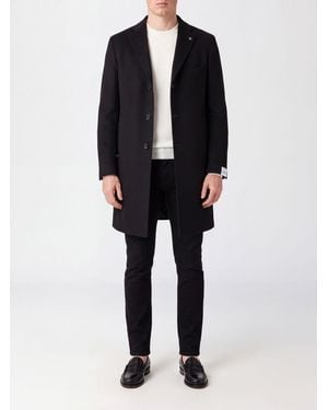 Tagliatore Single-Breasted Knee-Length Wool Coat With Lapels - Black