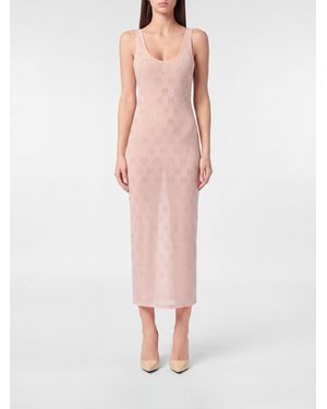 Philipp Plein Rhinestone Jersey Midi Dress - Pink