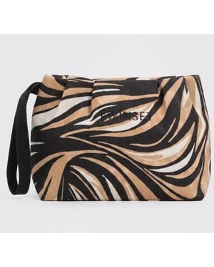 Twinset Printed Cotton Canvas Pouch - Grey