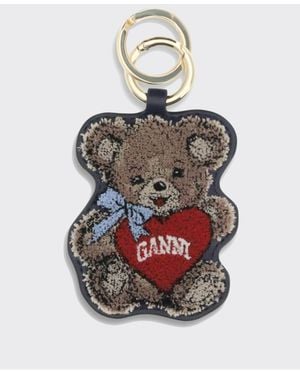 Ganni Joy Bear Schlüsselanhänger Aus Recyceltem Leder - Weiß