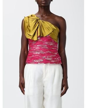 Valentino Silk Blend One Shoulder Top - Pink