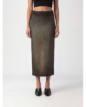 Avant Toi Wool And Cashmere Knit Midi Pencil Skirt With Elastic Waist - Green