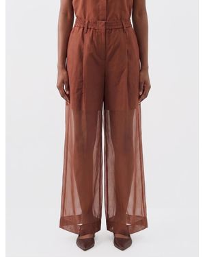Brunello Cucinelli Wide-Leg Cotton Trousers - Brown