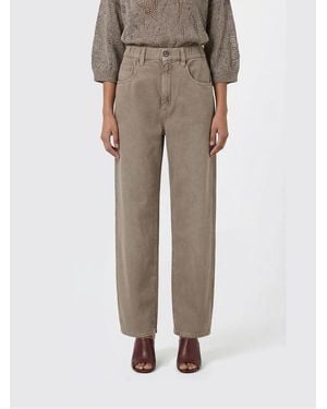 Brunello Cucinelli Wide-Leg Cotton And Linen Jeans - Natural