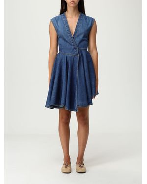 Alaïa Wrap Denim Dress - Blue