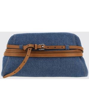 Moschino Clutch Tie Me De Denim Con Bandolera Extraíble - Azul