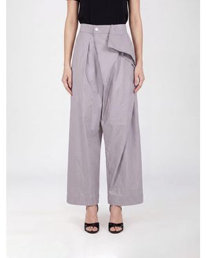 Issey Miyake Akimbo High-Waisted Wide-Leg Trousers With Asymmetric Design - Purple