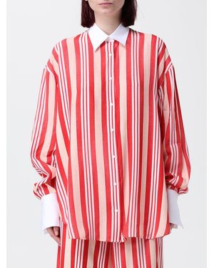 Ermanno Scervino Striped Viscose Relaxed Shirt - Red