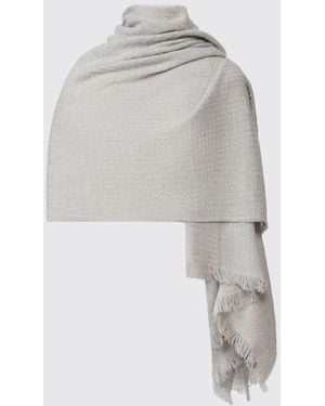 Fabiana Filippi Large Virgin Wool And Cashmere Stole With Fringed Hem - White