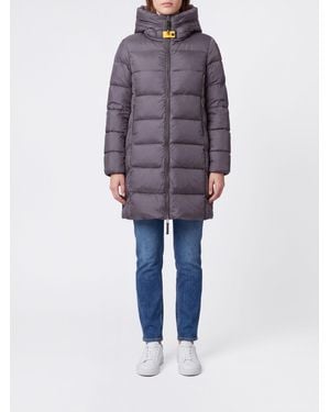 Parajumpers Plumífero Largo Marion Acolchado Con Capucha Y Cuello Alto - Azul