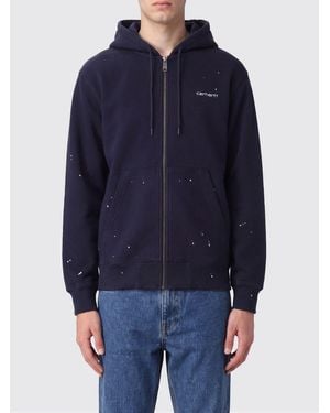 Carhartt Cotton Zip-Up Hoodie With Contrast Logo - Blue