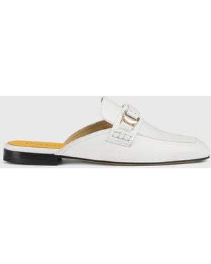 Doucal's Leather Mules - White