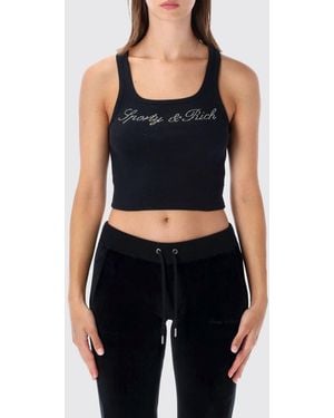 Sporty & Rich Sporty &Amp Rich Cropped Stretch-Cotton Top With Square Neck And Rhinestone Logo - Blue