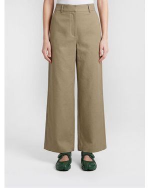Giorgio Armani Wide Leg Linen Trousers - Natural