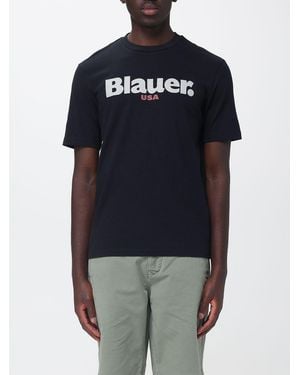 Blauer Cotton T-Shirt With Logo - Blue