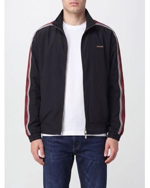 Versace Technical Fabric Zip-Up Sweatshirt With Contrast Logo - Blue