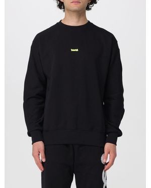 DISCLAIMER Crew Neck Cotton Jumper With Printed Logo And Dropped Shoulders - Blue