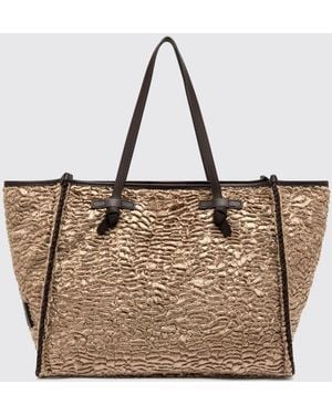 Gianni Chiarini Schultertasche Marcella Aus Baumwollmischung Mit Ledergriffen - Natur