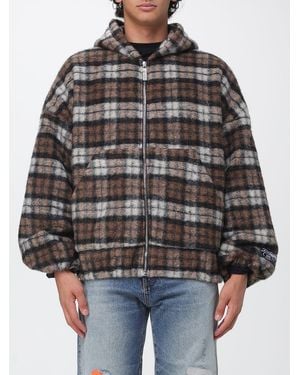 PDF Relaxed Fit Check Cotton Zip-Up Hoodie - Black