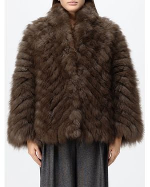 Simonetta Ravizza Falk V-Neck Short Jacket - Brown