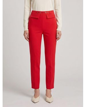 Elisabetta Franchi High-Waisted Skinny Crêpe Trousers With Flap Pockets - Red