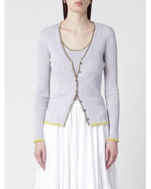 Roberto Collina Gerippter Viskose-Cardigan - Grau