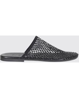 Alysi Perforated Nylon Mules With Rhinestones - White