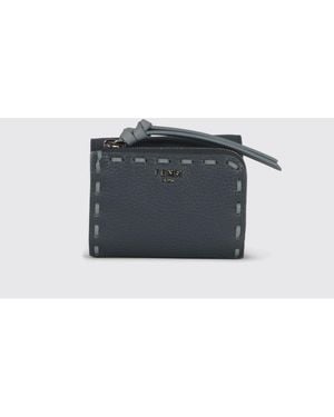 Fendi Grained Leather Wallet - Grey