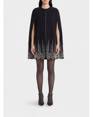 Valentino Garavani Bead-Embellished Wool Mini Cocktail Dress - Black