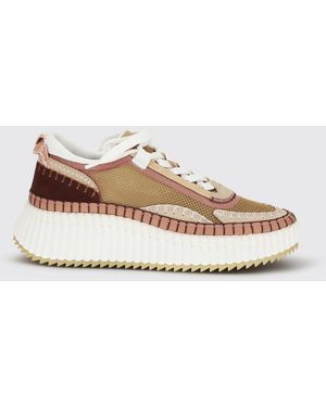 Chloé Chlo&Eacute Nama Mesh And Suede Trainers - Natural