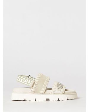 Mou Suede Sandal With Thread Stitching - Natural