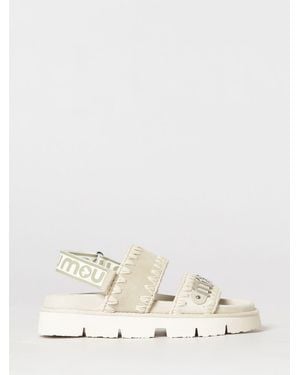 Mou Suede Sandal With Thread Stitching - Natural