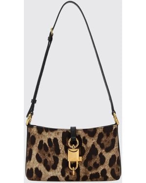 Dolce & Gabbana Dolce &Amp Gabbana Lock Animal Print Twill Bag - White