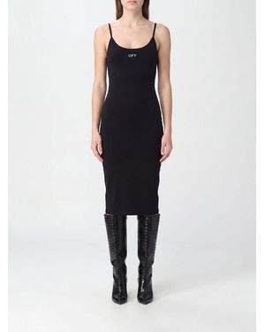 Off-White c/o Virgil Abloh Slim Fit Stretch-Jersey Midi Sheath Dress With U-Neck - Blue