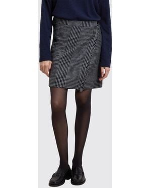 Woolrich Plissierter Minirock Von Aus Wollmischung Mit Hahnentrittmuster - Blau