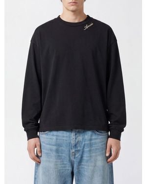 Amiri Long-Sleeved Cotton T-Shirt With Contrast Logo And Dropped Shoulders - Black