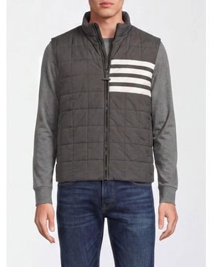Thom Browne Quilted Tech Fabric Gilet With 4-Bar Motif And High Neck - Grey