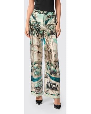 Philipp Plein Graphic Print Satin Palazzo Pants With Drawstring Waist - Green