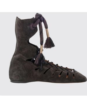 Isabel Marant Liade Perforated Suede Ankle Boots - Black