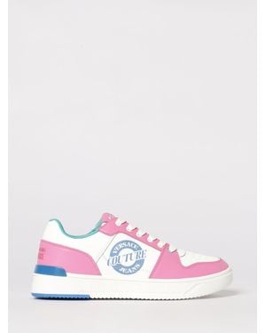 Versace Jeans Couture Leather Trainers With Printed Logo - Pink