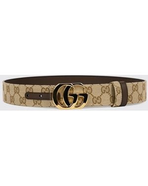Gucci Gg Marmont Wendegürtel Aus Jacquard-Stoff Und Leder Mit Gg-Schnalle - Weiß