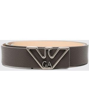 Emporio Armani Adjustable Polyester Belt With Eagle Monogram Buckle - White