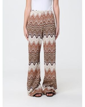 MC2 Saint Barth High-Waisted Wide Leg Pants With Wave Pattern - Brown